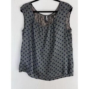 Banana‎ Republic Silk Blend Blue Gray Polka Dot Sleeveless Blouse Top Medium